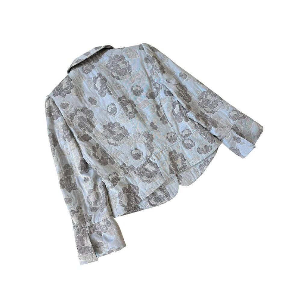 Armani Iridescent Blue Jacquard Blazer Floral Pattern, Size 4 - Picture 10 of 15